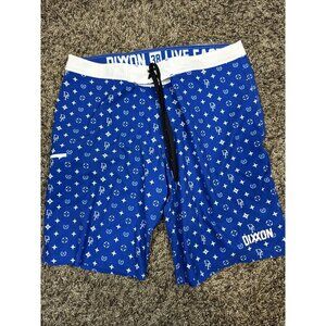 Dixxon Live Fast Board Shorts 38 Blue Monogram Swim Hybrid 10”
